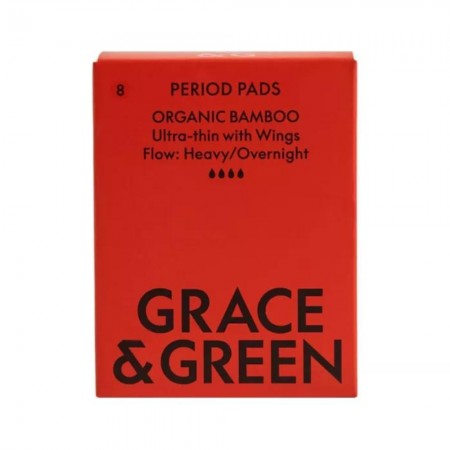 Absorbante din bambus organic pentru noapte (8 buc), Grace and Green