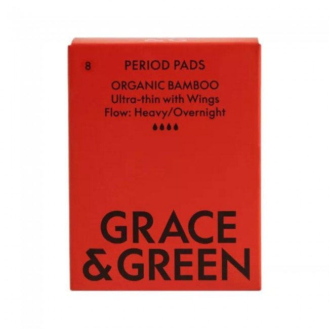 Absorbante din bambus organic pentru noapte (8 buc), Grace and Green