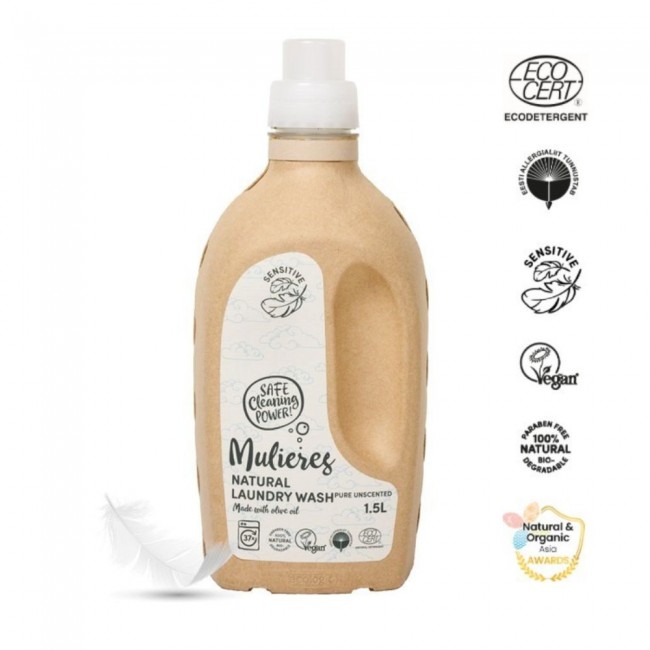 Detergent pentru rufe cu 99% ingrediente naturale fara parfum (1.5L), Mulieres