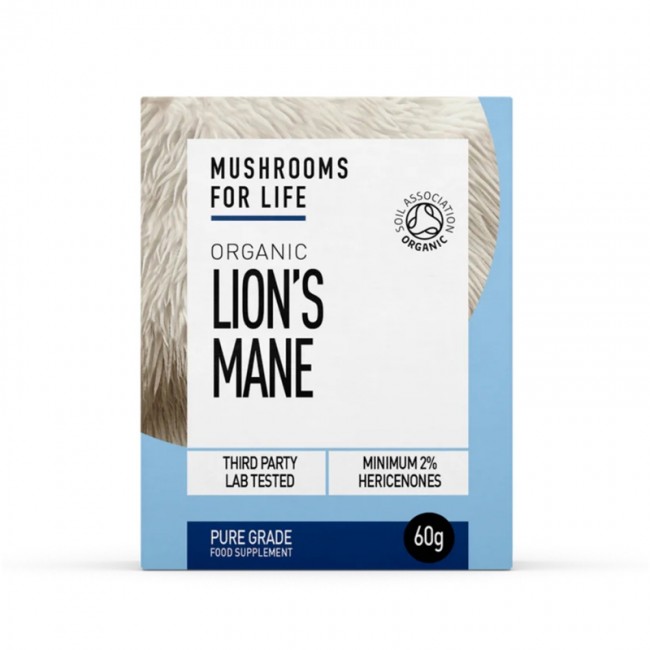 Organic Lions Mane Mushroom 1000 mg Pure Grade Extract Powder (60g), MushroomsForLife