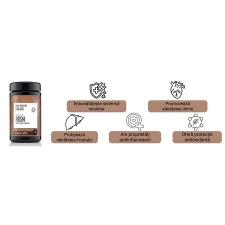 Organic Reishi Cacao Latte 1000 mg Pure Grade Extract 140 grame (20 portii), MushroomsForLife