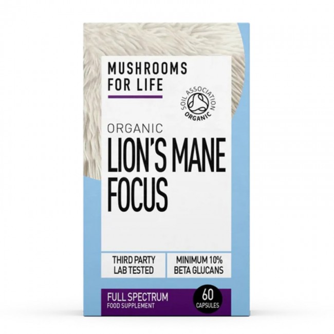 Organic Lions Mane Focus 1000 mg Full Spectrum (60 capsule), MushroomsForLife