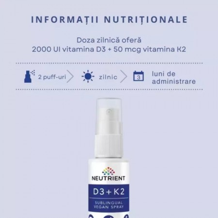 Vitamina D3 plus K2 Vegan Oral Spray (30ml), Neutrient