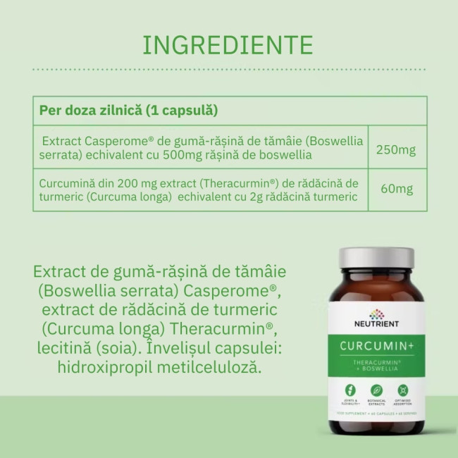 Curcumin Theracurmin Plus Boswellia Phytosome (60 capsule), Neutrient